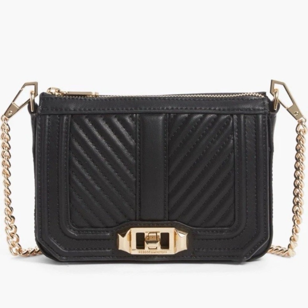 Rebecca Minkoff Black Crossbody Bag with Gold Chain